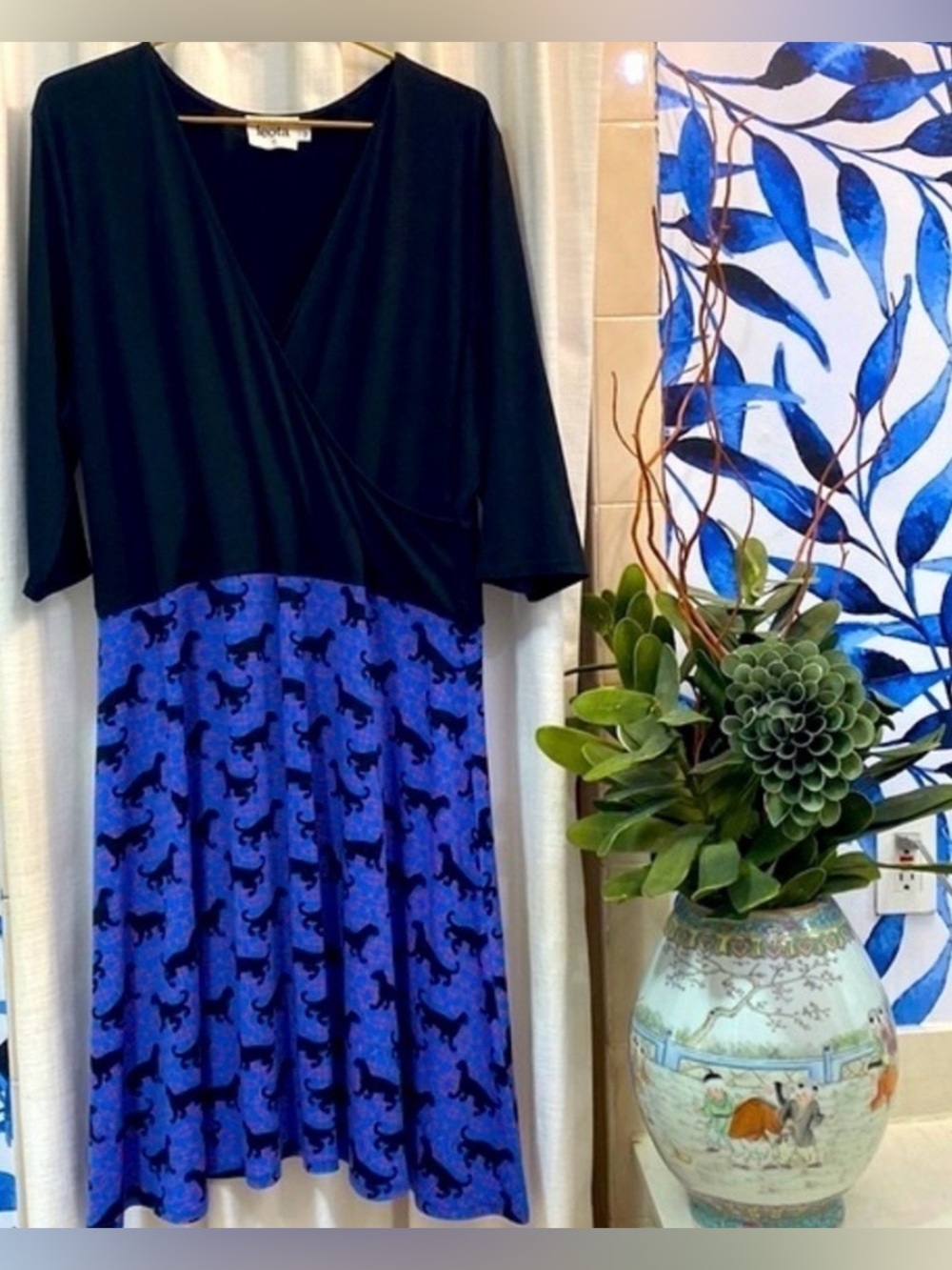 Women’s Leota Polyester & Spandex Panther Print Wrap Dress Size 3X
